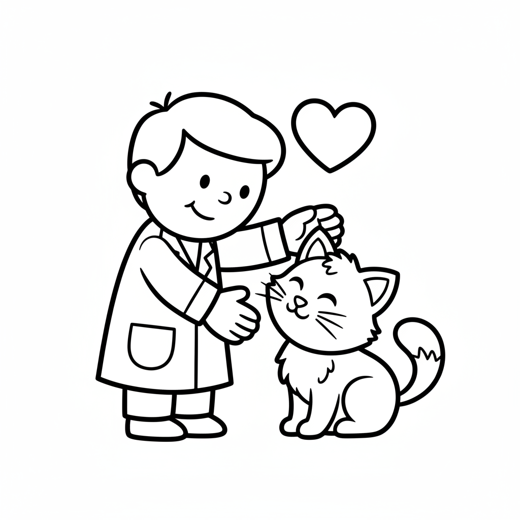Veterinär klappar en kattunge