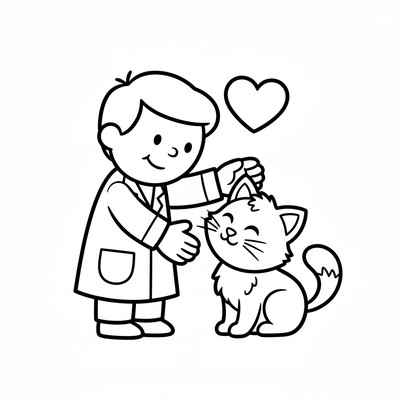 Veterinär klappar en kattunge
