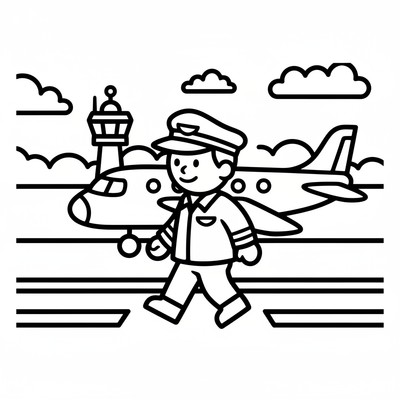 Pilot går över landningsbanan