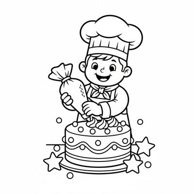 Bagare dekorerar en tårta med glasyr