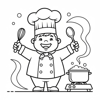 Kock bär hög vit kockmössa