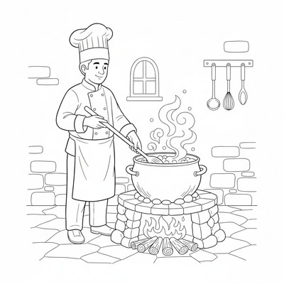 Kock rör i en stor gryta