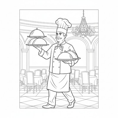 Kock bär fram tallrikar till servering