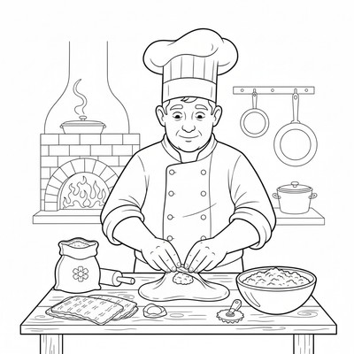 Kock fyller pastadegen med fyllning