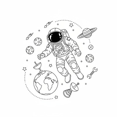 Astronaut flyter i tyngdlöshet