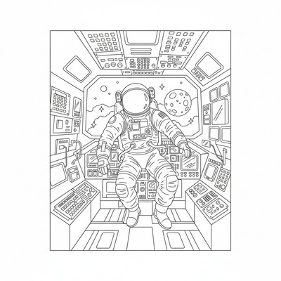 Astronaut svävar i rymdskeppet