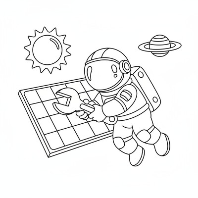 Astronaut reparerar en solpanel