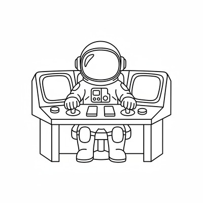 Astronaut sitter vid kontrollpanel