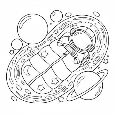 Astronaut vilar i sovsäck i rymden