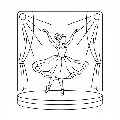 Ballerina dansar på scen i vit klänning