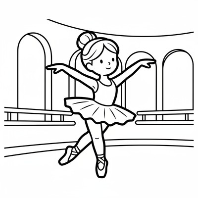 Ballerina dansar på tåspetsar i sal