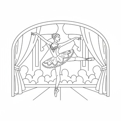 Ballerina gör arabesque på scen