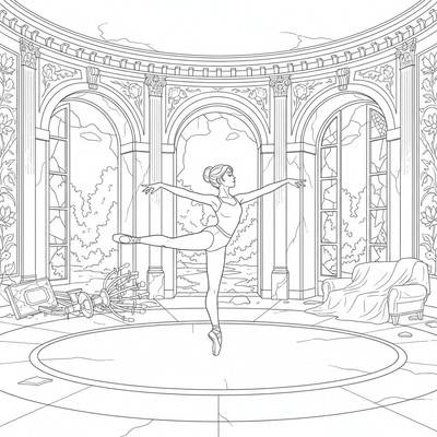 Ballerina tränar i ett gammalt palats