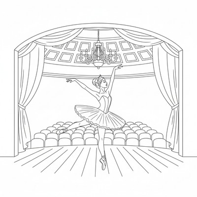 Ballerina uppträder i en teater