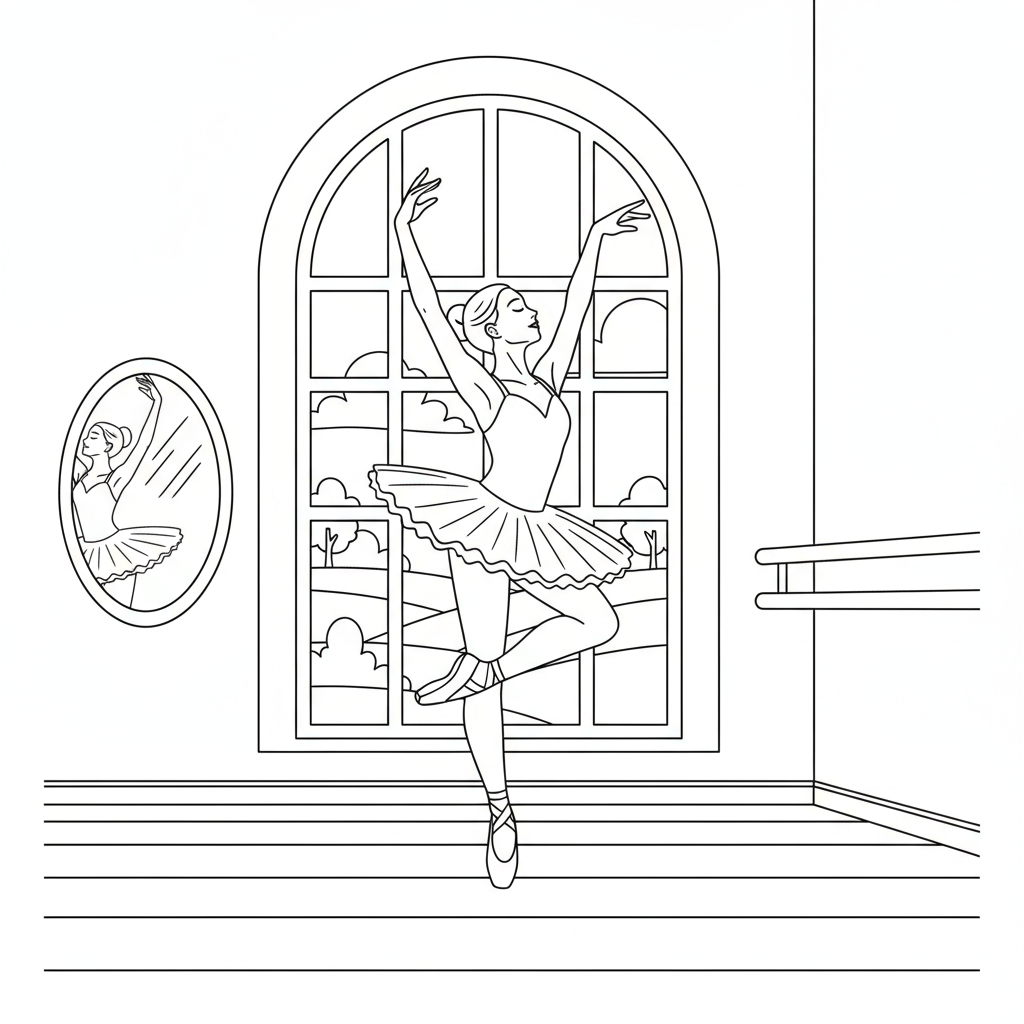 Ballerina övar hopp i balettsalen