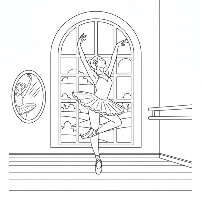 Ballerina övar hopp i balettsalen