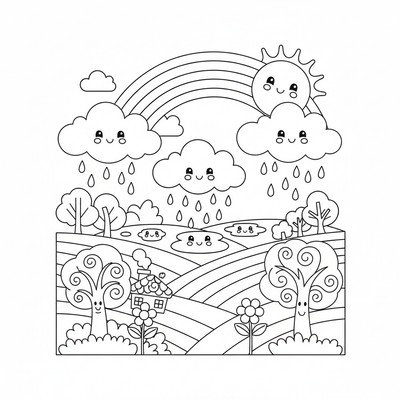 Regnbåge framträder efter åskväder