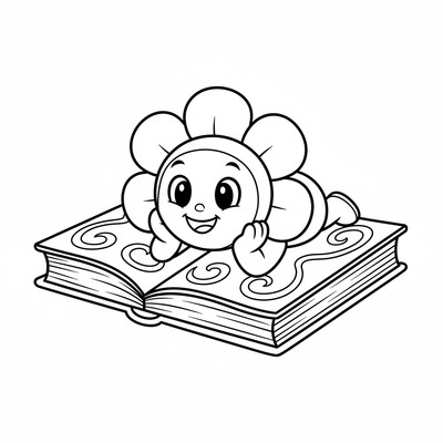 Blomma ligger på en bok