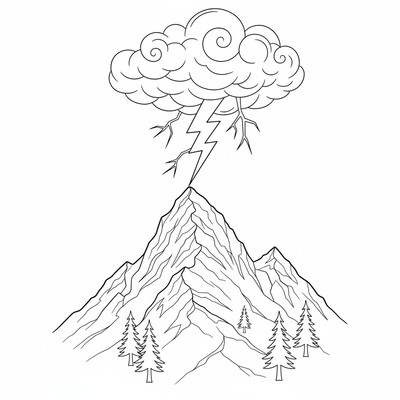 Blixt träffar en bergstopp