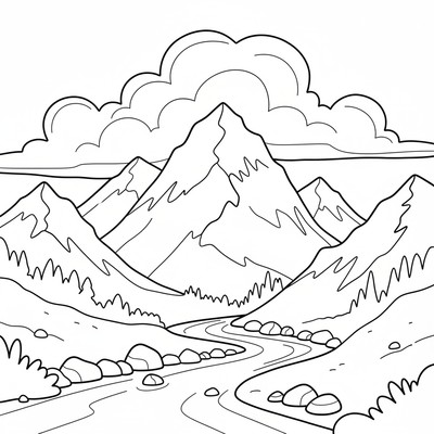 Moln svävar över bergskedja