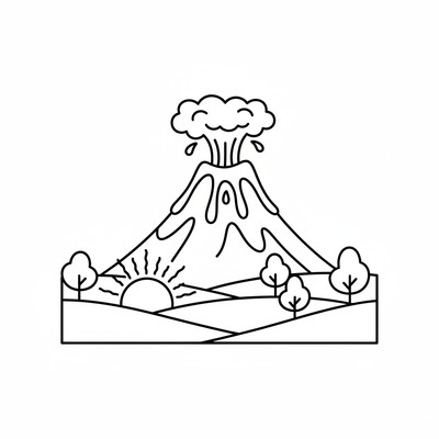 Vulkan ryker i gryningen