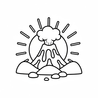 Vulkan syns i solnedgång