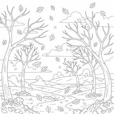 Löv faller från träd i höst