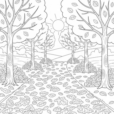 Löv ligger på en parkstig