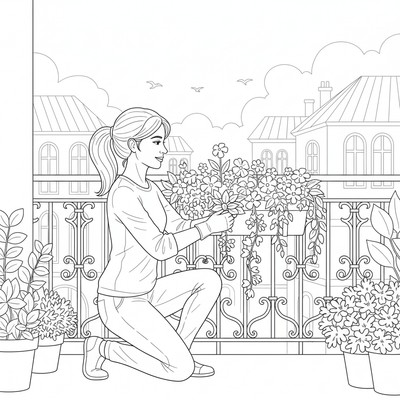 Ros pryder en balkonglåda