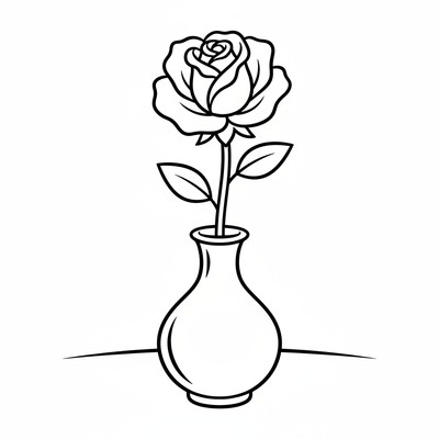 Ros står ensam i vas