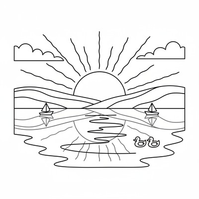 Solnedgång speglas i sjön