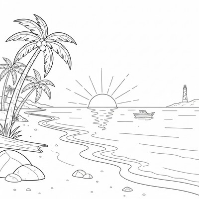 Solnedgång vid en strand