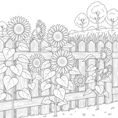 Solros pryder ett staket