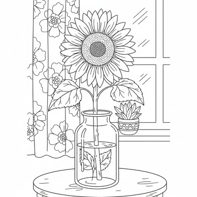 Solros står i en vas