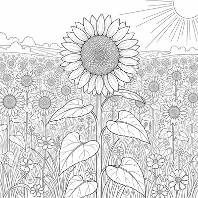 Solros står på en åker