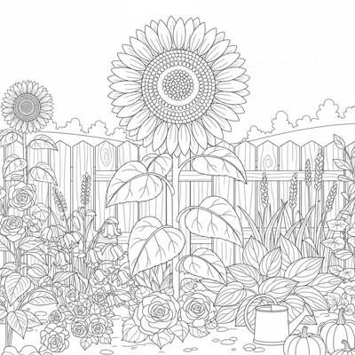 Solros pryder en trädgård