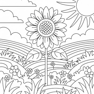 Solros står ensam på ängen