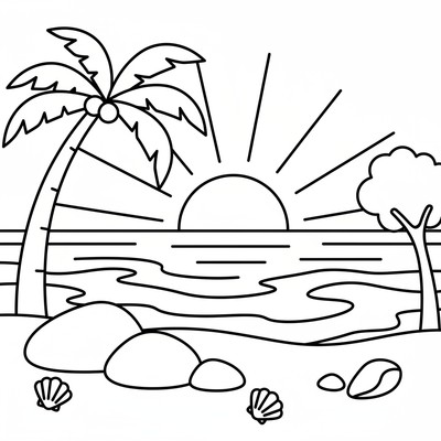 Strand vid solnedgång