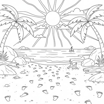 Strand täckt av fotspår