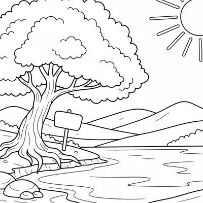 Träd växer vid sjö