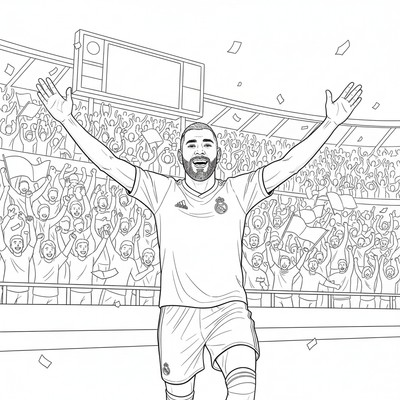 Real Madrid med Karim Benzema jublar framför fansen