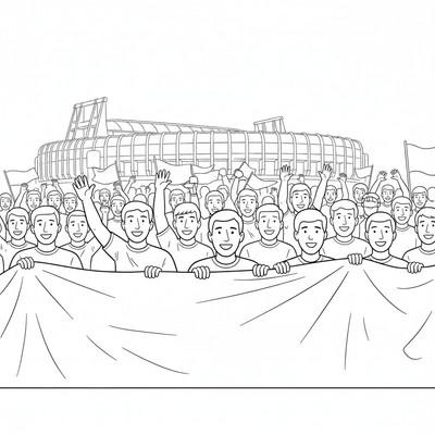 Real Madrid supportrar håller upp banderoll