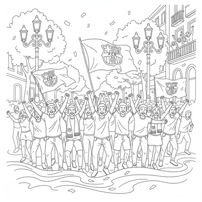 FC Barcelona supportrar firar på Ramblas