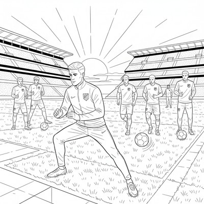 Atlético Madrid spelare värmer upp på planen