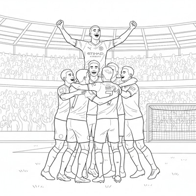 Manchester City spelare firar mål i klunga