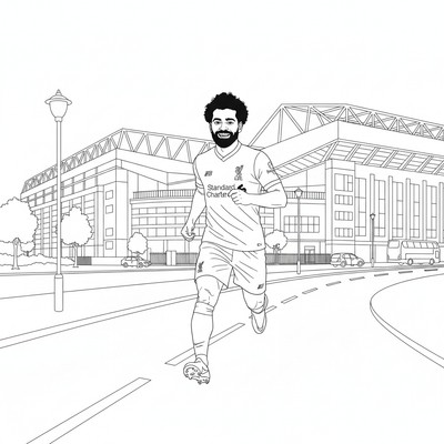 Liverpool Mohamed Salah springer längs Anfield Road