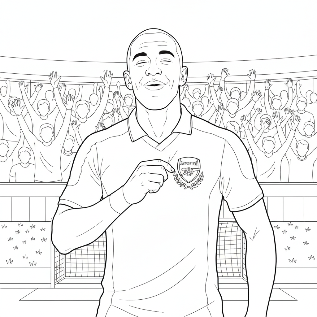Arsenal Thierry Henry kysser klubbmärket efter mål