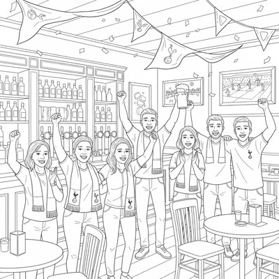 Tottenham supportrar firar på pub i norra London