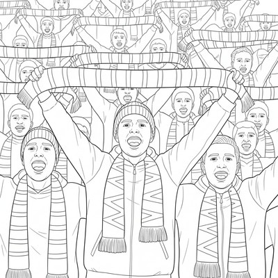 PSG supportrar sjunger i blå-röda scarfar