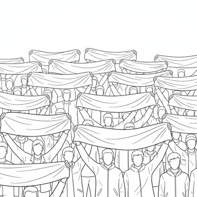 PSG supportrar håller upp stora banderoller